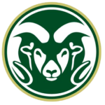 Green and white Cam the Ram CSU logo with a light greenish-gold outline